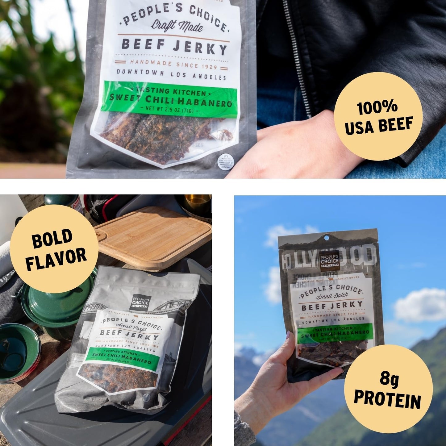 Peoples Choice Beef Jerky - Sweet Chili Habanero - High Protein Low Sodium - 16 oz Bag