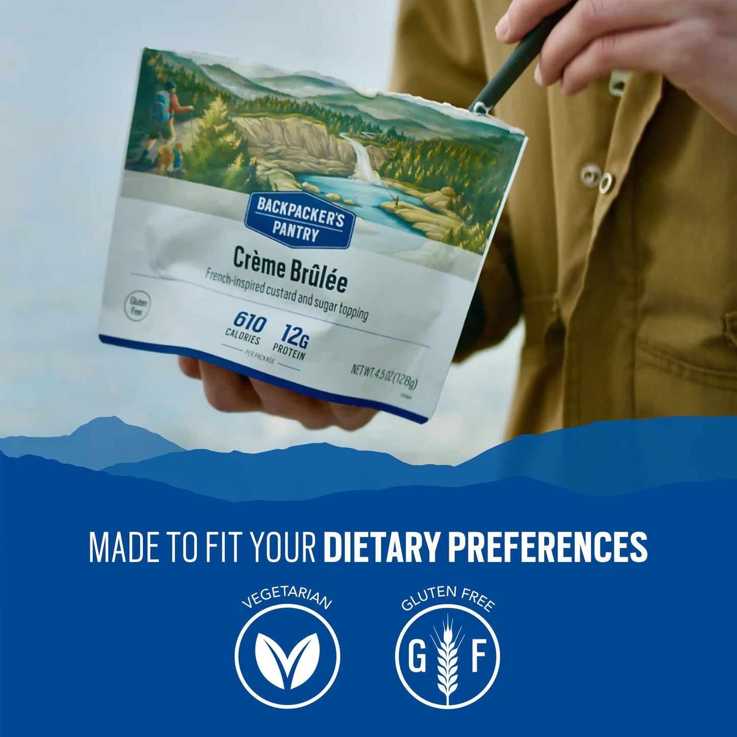 Backpackers Pantry Creme Brulee - Freeze Dried Backpacking & Camping Food - Emergency Food - 12 Grams Of Protein, Vegetarian, Gluten-Free - 6 Count