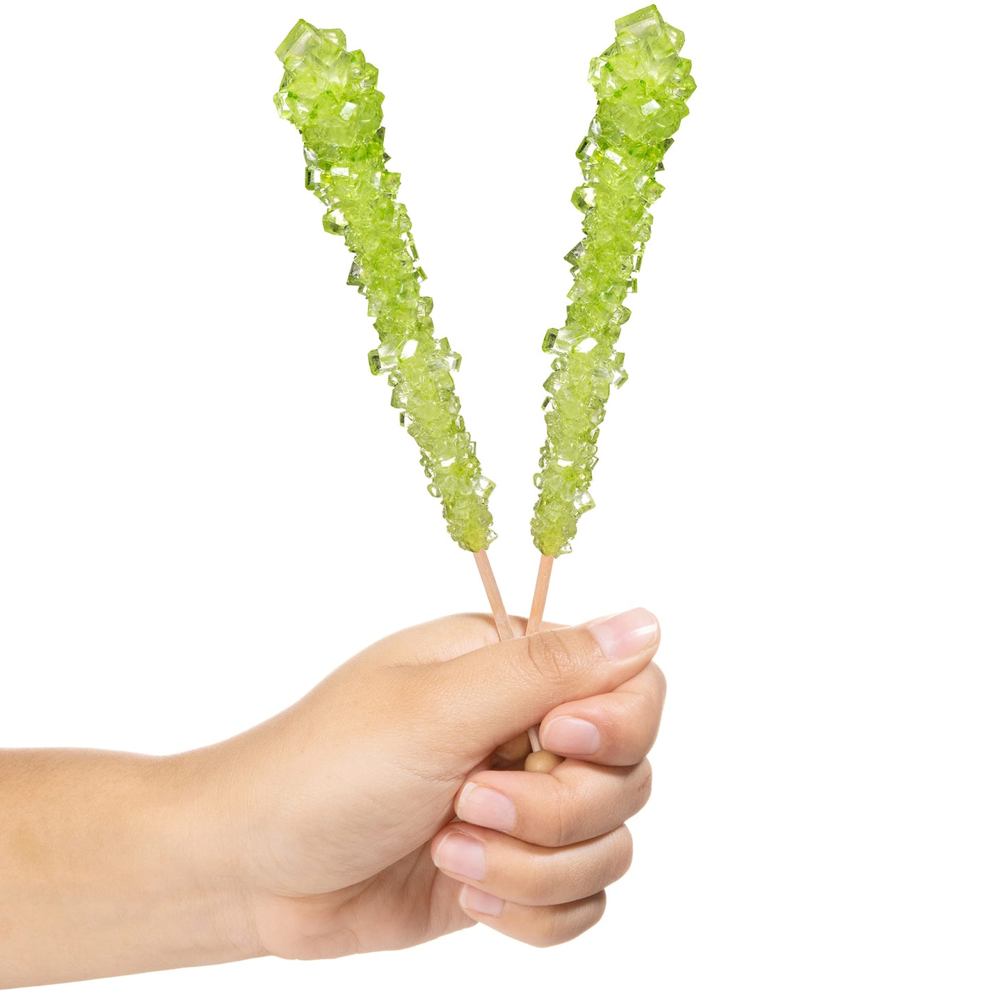 Light Green Rock Candy Sugar Sticks - Watermelon Flavored - 24 Individually Wrapped Light Green Party Favors
