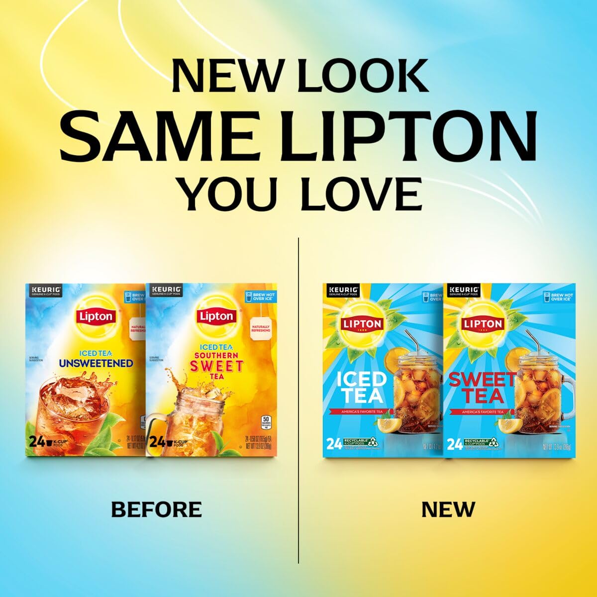 Lipton Iced Tea K-Cups, Unsweetened Black Iced Tea, 24 K-Cup Pods