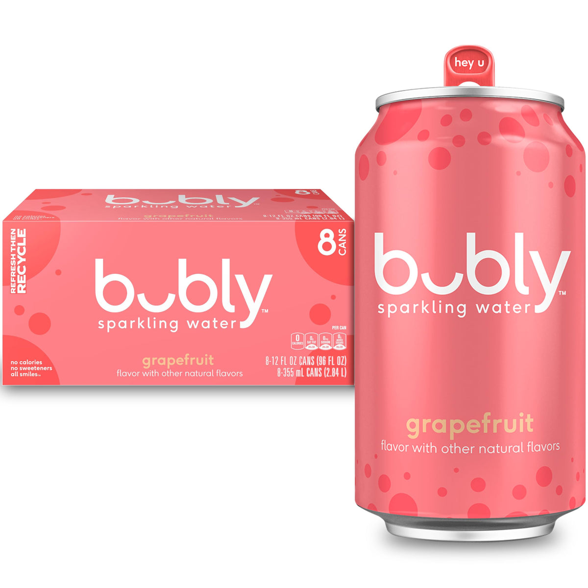 bubly Sparkling Water, Grapefruit, Zero Sugar & Zero Calories, Seltzer Water, 12 Fl Oz Cans (Pack of 8)