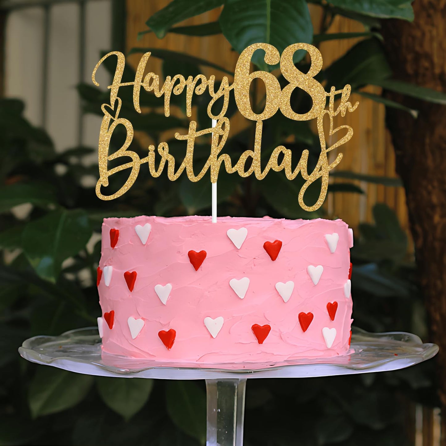 Sriburcio Gold Glitter Cake Topper - 68th Birthday Decorations, Cheers to 68 Years, Model SH--1108, Perfect for Party Supplies