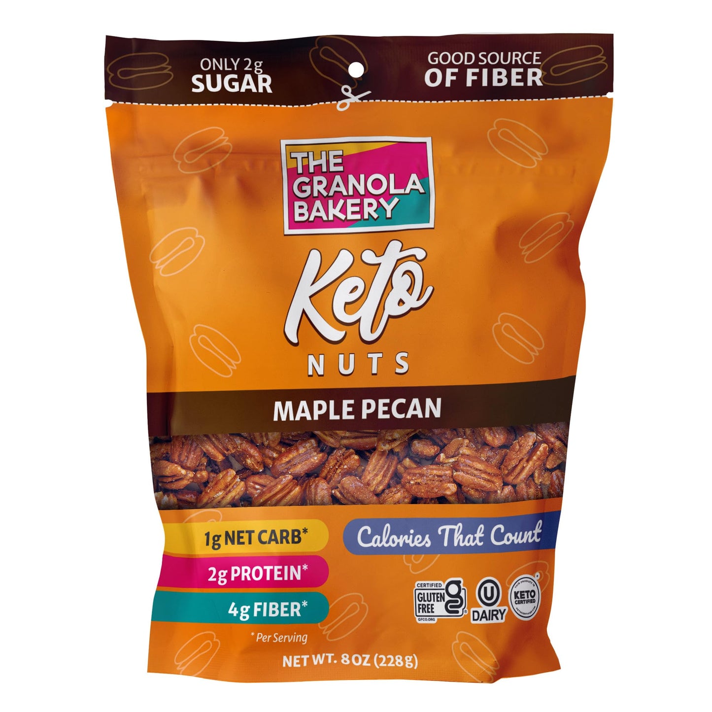 THE GRANOLA BAKERY Keto Nuts, Maple Pecan, No Added Sugar, Gluten Free, 8oz Resealable Bag