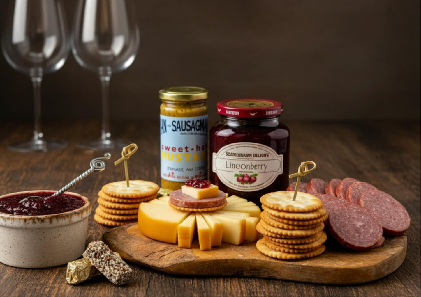 Dan The Sausageman Signature Gift (Nordic Fusion) Gift Basket – Gourmet Snacks With Summer Sausage, Cheese,  Ers, Lingonberry Sauce – Holiday, Thank You, Mother’S Day, Meat And Cheese, Snack Box