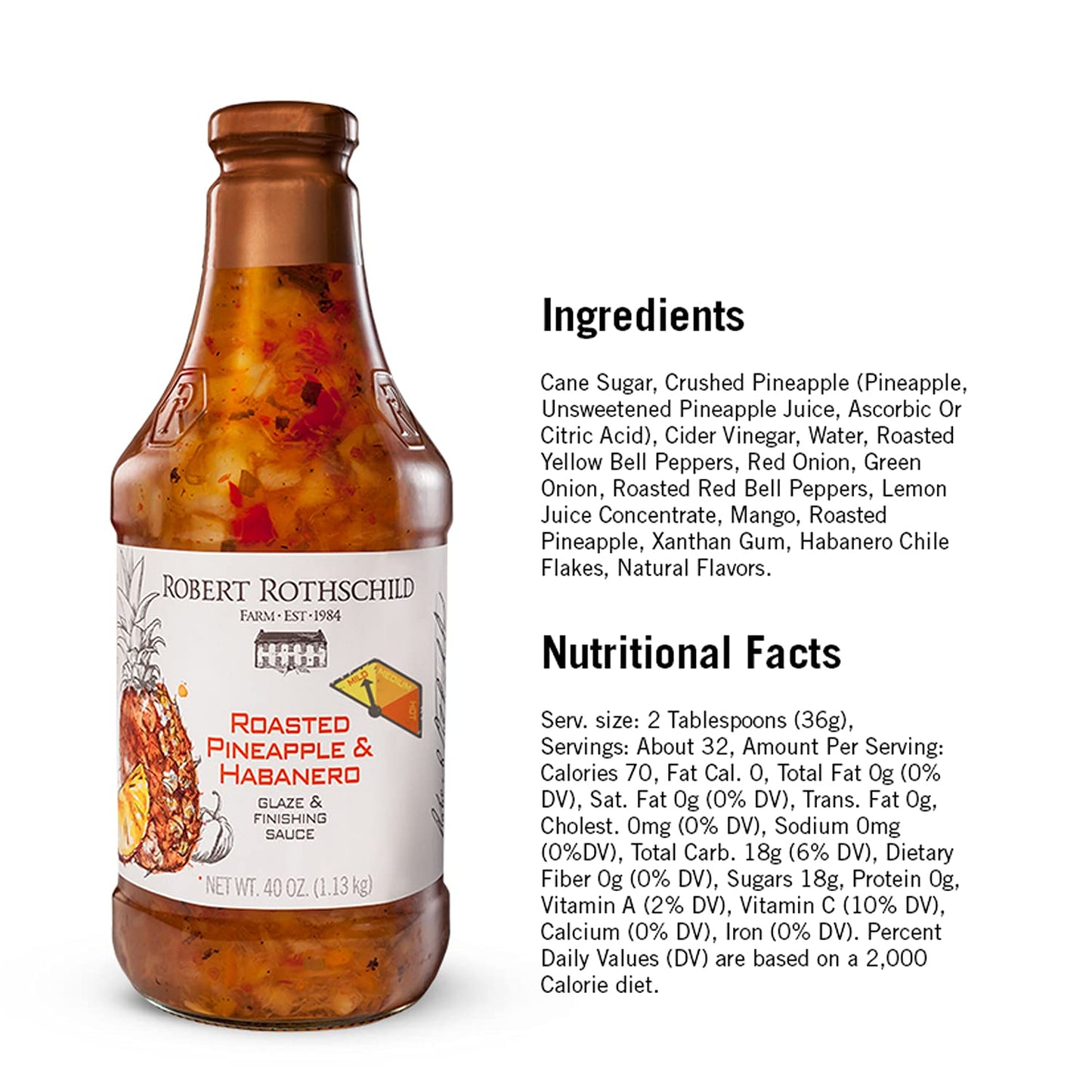 Robert Rothschild Farm Roasted Pineapple & Habanero Gourmet Glaze - Sweet & Spicy Sauce - 40 Oz (Pack of 1)