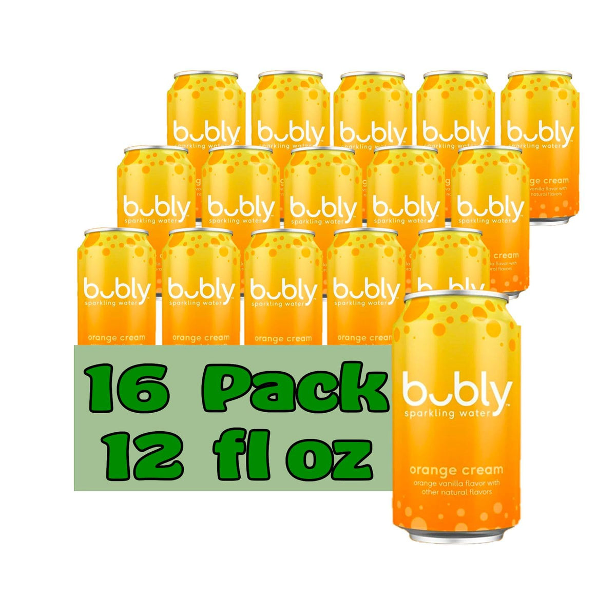 Bubly Orange Cream Flavored Sparkling Water 12 fl oz Aluminum Can 16 Pack