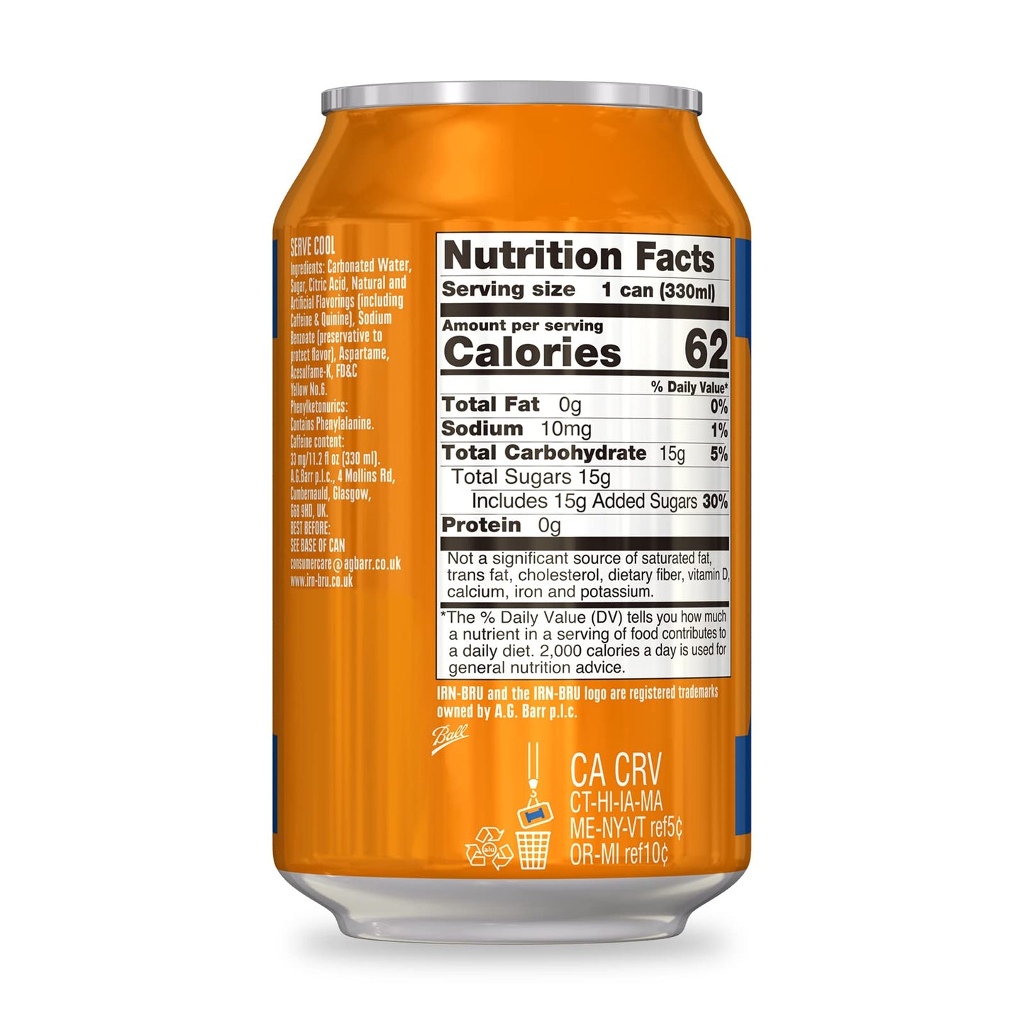 IRN-BRU Sparkling Flavored Soft Drink, 330 ML (Pack of 6), Scottish Favorite