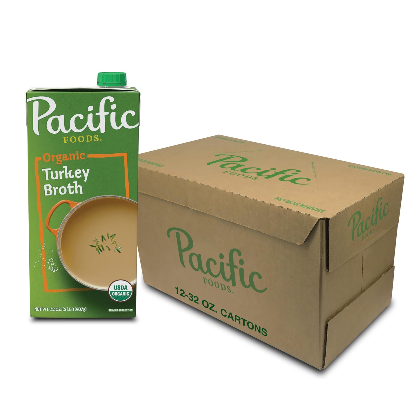 Pacific Foods Organic Turkey Broth, 32 oz Carton (12 Pack)