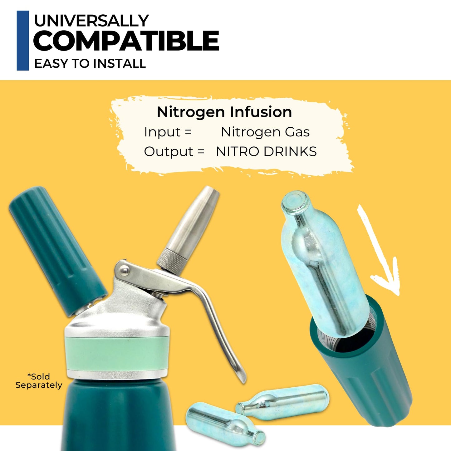 ICO 30pcs Nitrogen project pieces  N2 project pieces for Nitro Cold Brew Coffee Maker  Non-Threaded Nitro project piece for Making Nitro Cold Brew and Nitro Infused Beverages  2g