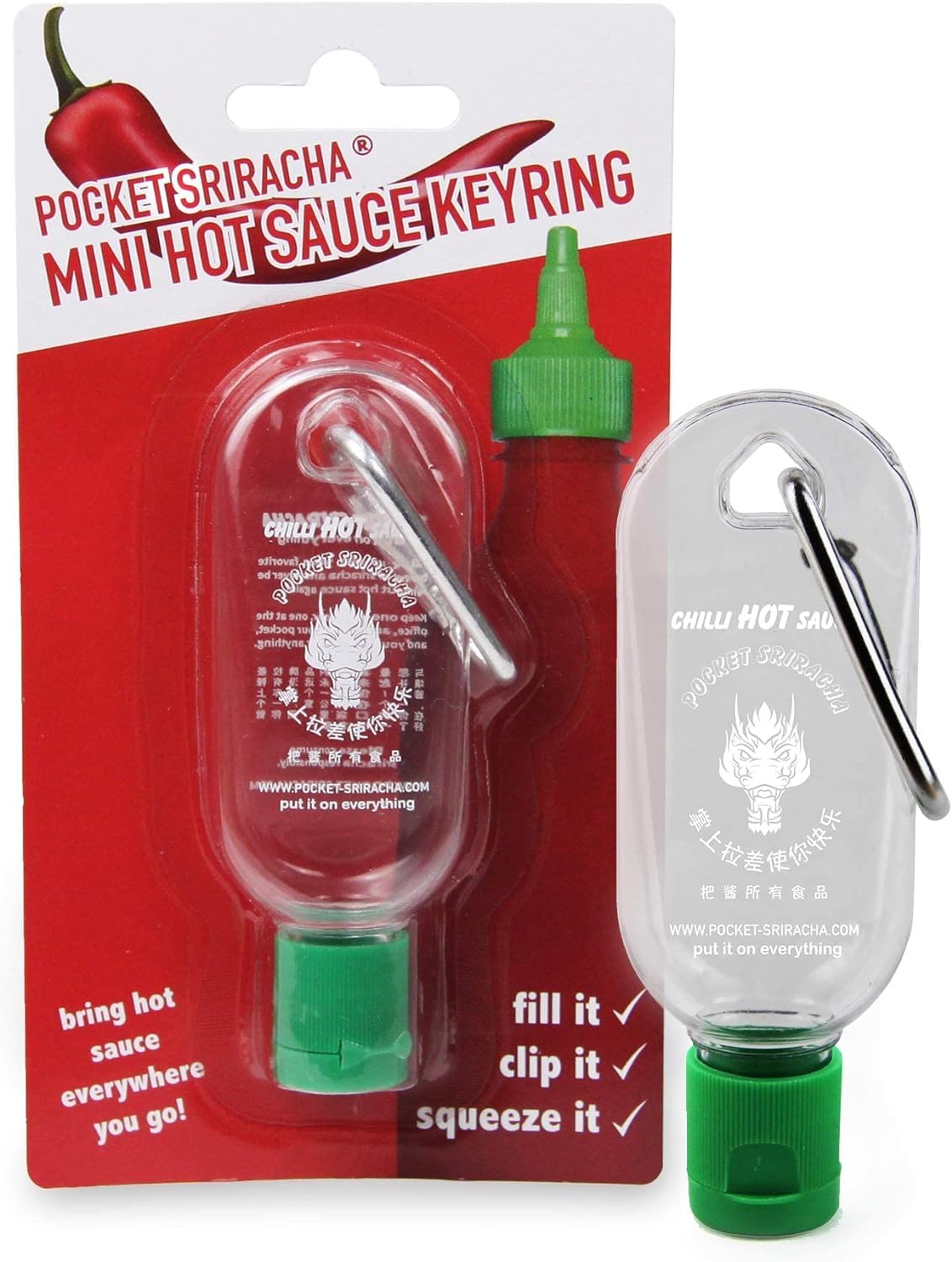 Pocket Sriracha Mini Sriracha Hot Sauce Bottle Keyring 1 PACK Bring Hot Sauce with you Everywhere - Great Chilli Sauce Gift (Shi