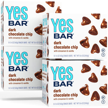 The Yes Bar - Dark Chocolate Chip - Plant Based Protein, Decadent Snack Bar - Vegan, Paleo, Gluten Free, Dairy Free, Low Sugar, 