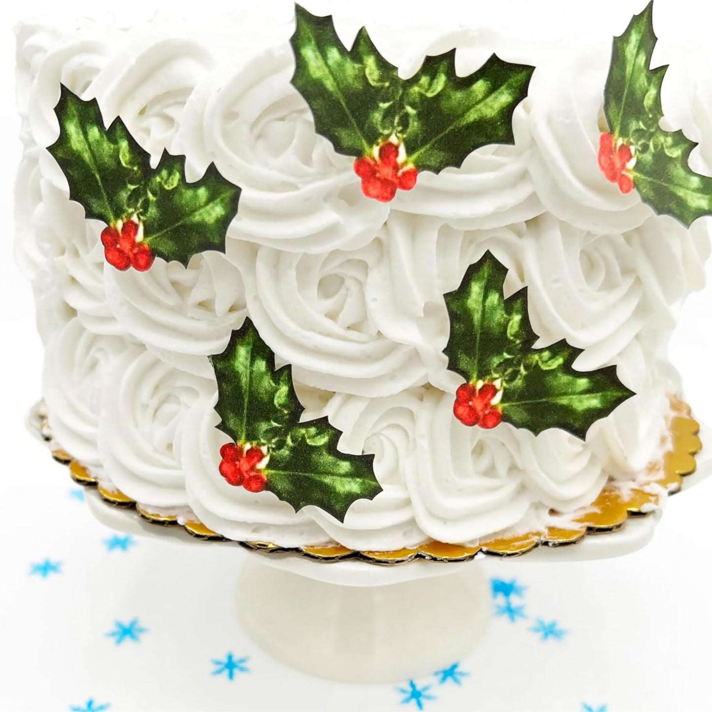 Sugar Robot Holly Leaves Cupcake Toppers - Christmas Cake Decorations Edible - Christmas Cupcake Toppers - Cake Topper - Decoration Made In The Usa - Top-Grade Crafted - 24 Pcs Pack