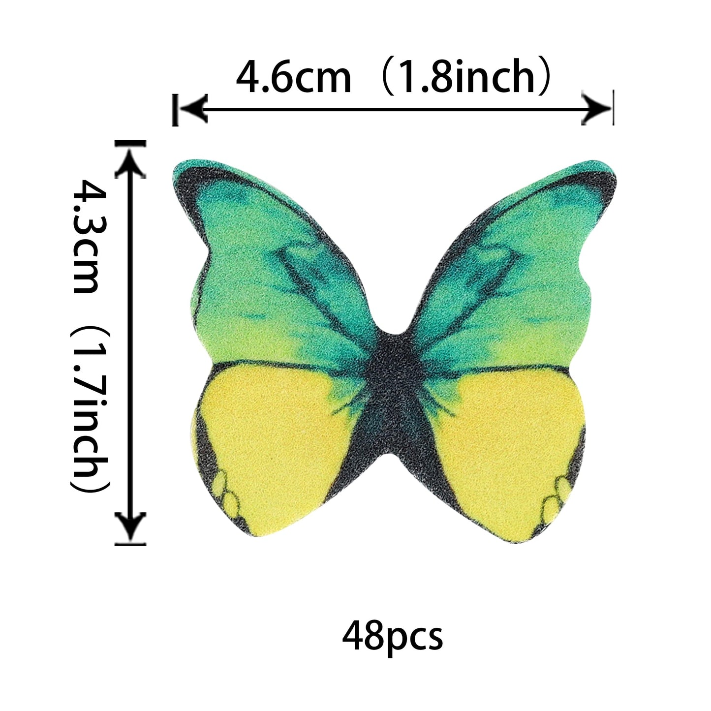 Rssta i 48 Pack Wafer Paper Butterflies Cake Decorations, Edible Cupcake Toppers for Parties, Green