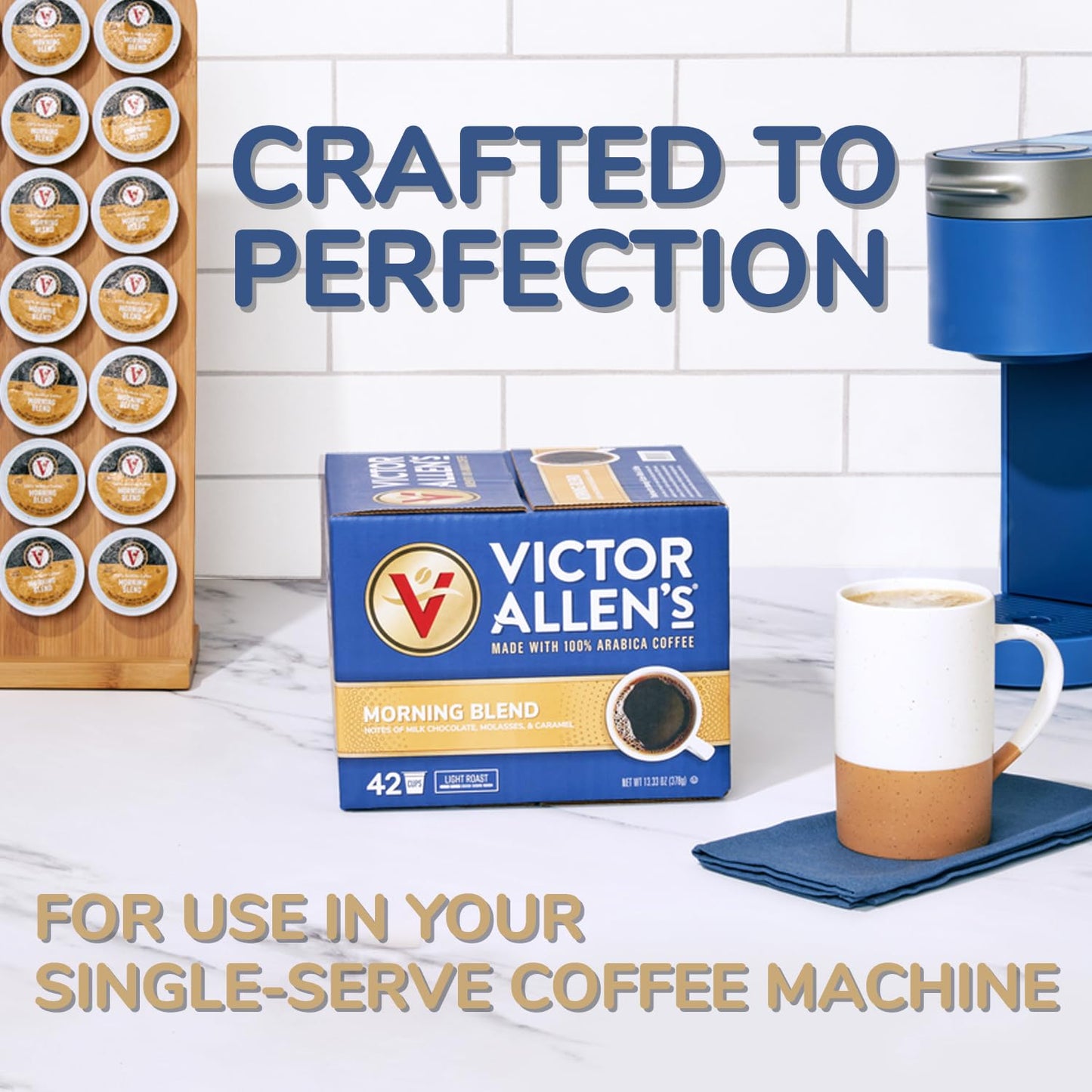 Victor Allens Coffee Italian Roast Dark Roast Coffee Pods, 42 Count, Single Serve for Keurig K-Cup malt-inspired, Brown