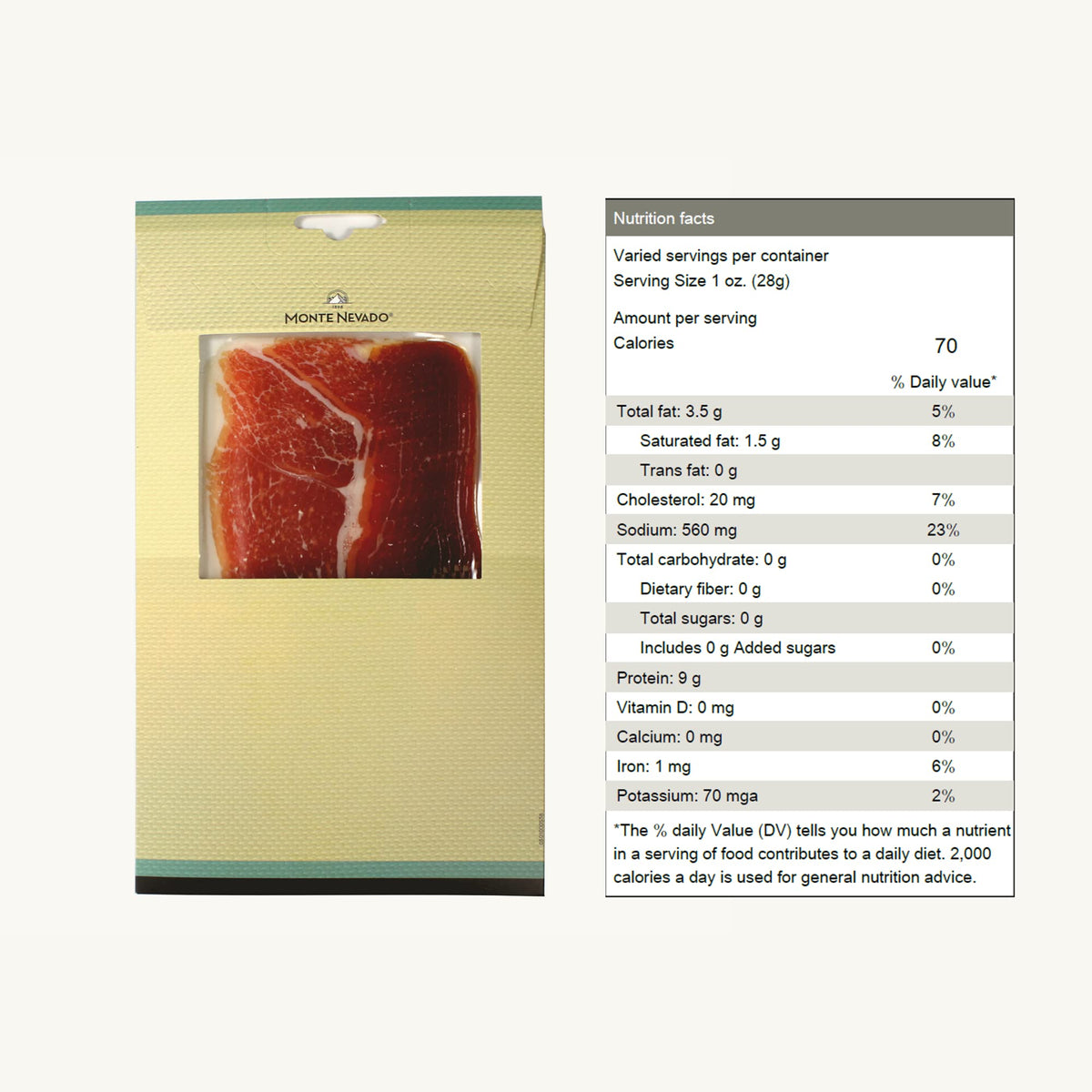 Monte Nevado Serrano Ham Sliced - 3 oz Each, Pack of 4 Units - 24 Months Avg Curing Time - Authentic Jamon Serrano - Great Gift
