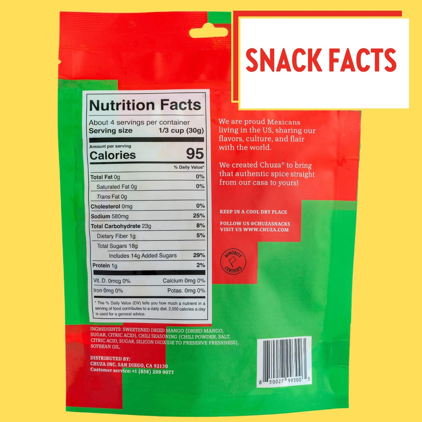 Chuza Spicy Dried Mango Slices, Sweet and Spicy Mexican Snacks, 4.5 Ounce (Pack of 3)