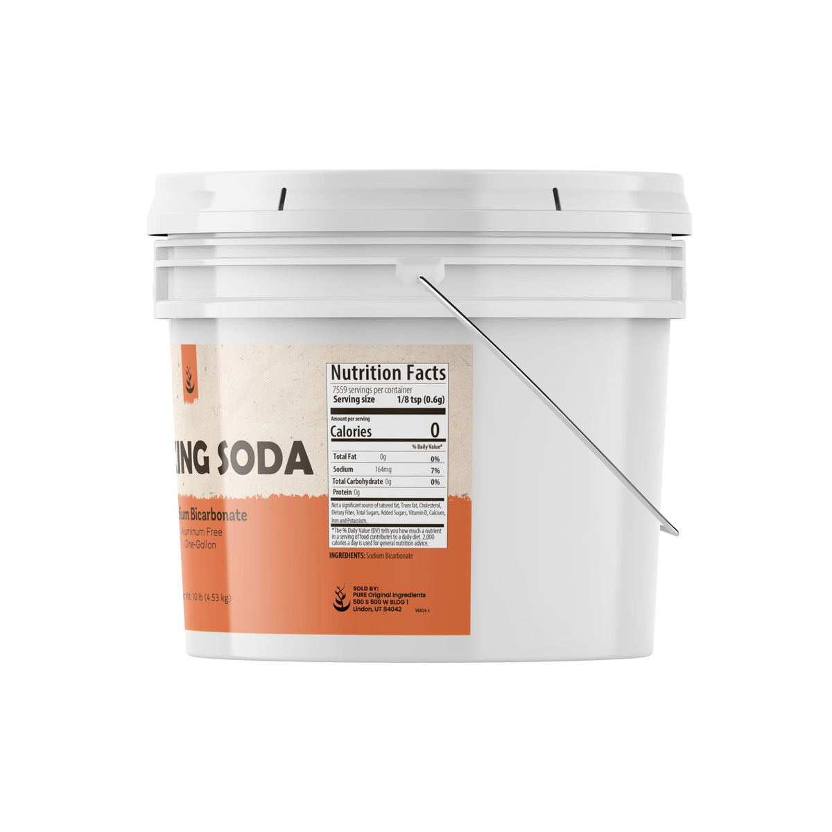 PURE ORIGINAL INGREDIENTS Baking Soda - 1 Gallon (160.14 Ounce) - Ideal for Cooking, Baking, and Cleaning
