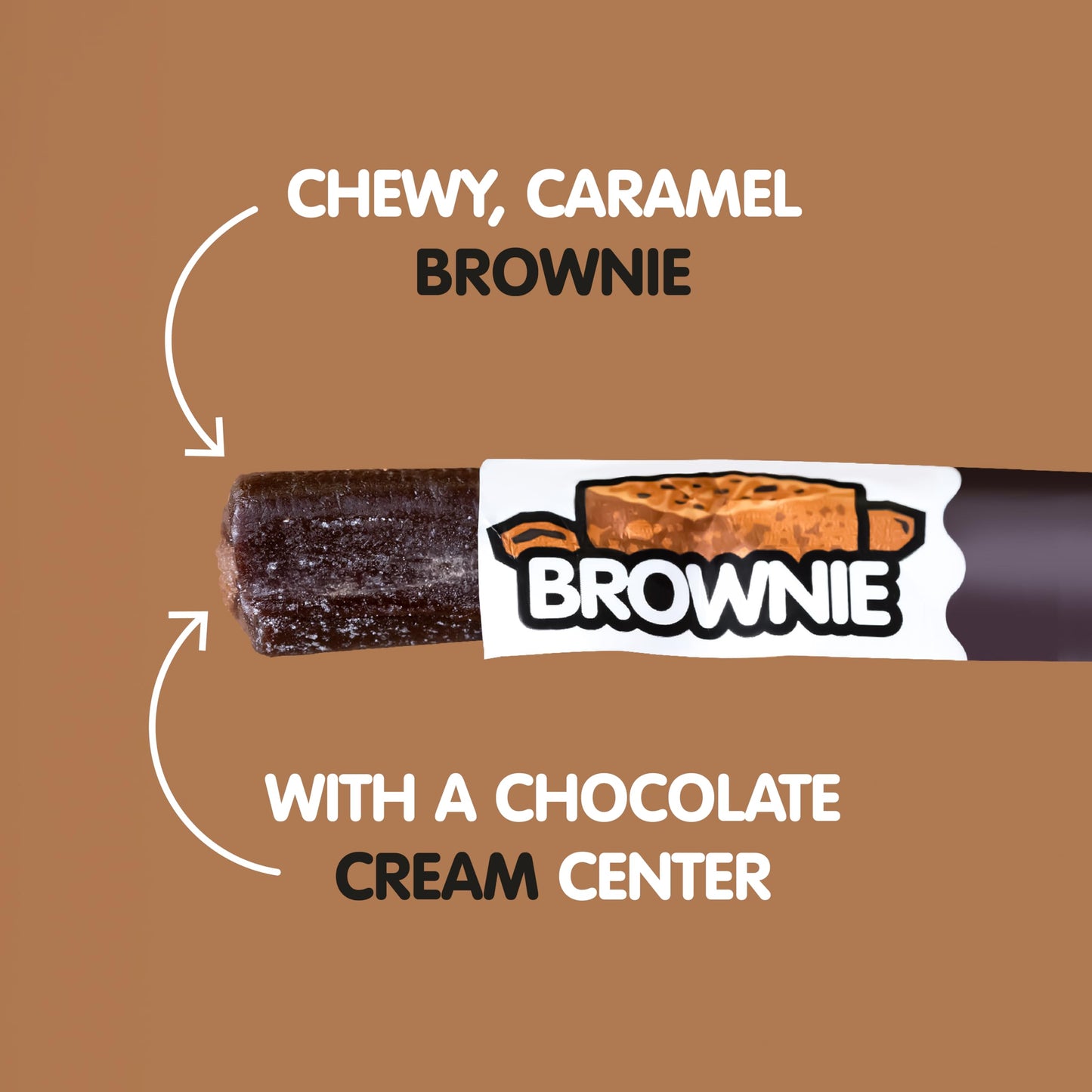 Goetzes Candy Caramel Brownie Cow Tales - 2.25 Pound Canister (36 Ounces) - Fresh from the Factory