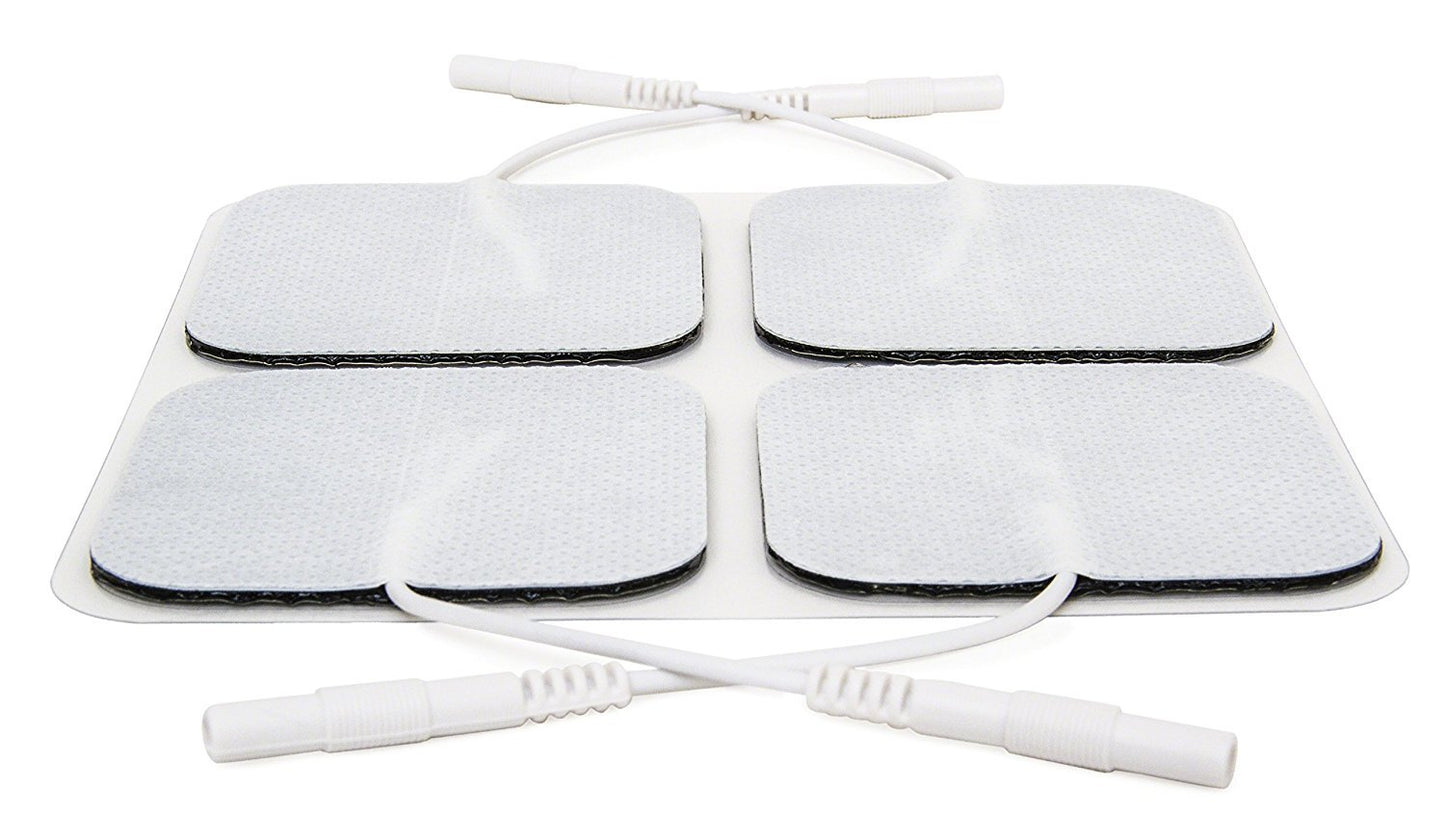 Reserv 2'' X 2'' Premium Re-Usable Self Adhesive Electrode Pads For Tens/Ems Unit, Fabric Backed Pads With Premium Gel (White Cl