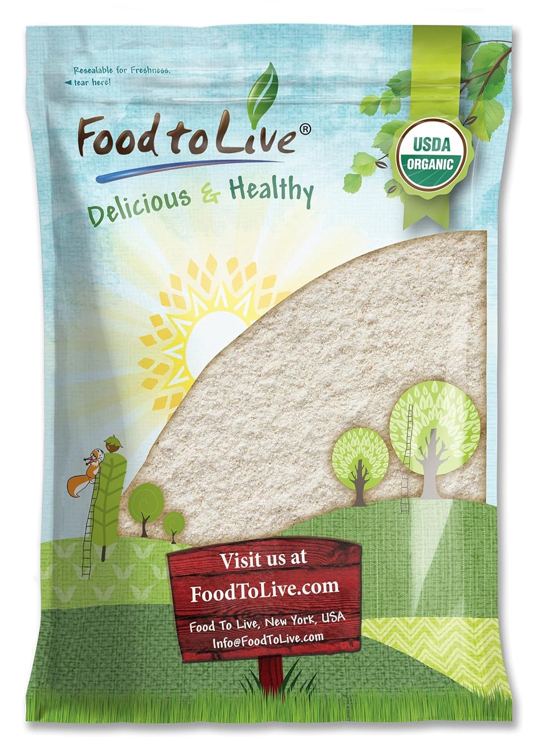 Food to Live - Organic Whole Wheat Pastry Flour, 5 Pounds - Non-GMO, Finely Ground, Unbleached, Unbromated, Vegan, Kosher, All N