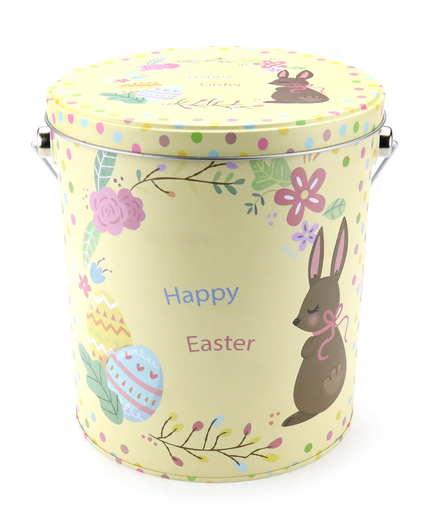 Easter Snack Yellow Tin (46 Count) Filled With Candy, Peelable Gummies, Bunny And More, Great Package For Family, Friends, Boys