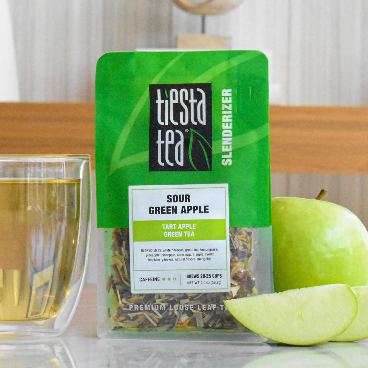 Tiesta Tea Sour Green Apple Loose Leaf Green Tea - Medium Caffeinated - 2 oz Resealable Pouch - Makes 20-25 Cups