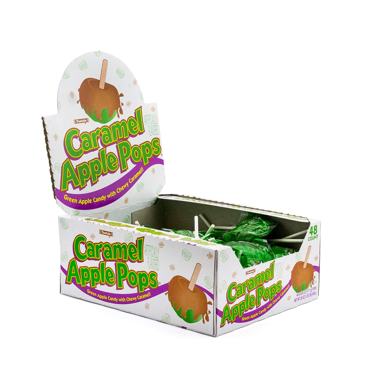 Tootsie Roll Caramel Pops Package Apple,850 Grams, 48 Count