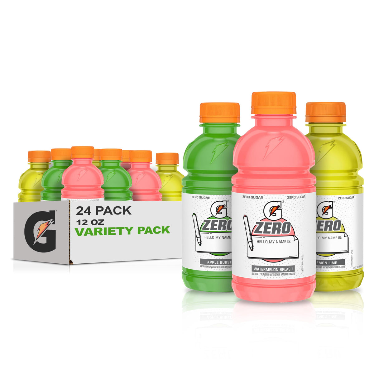 Gatorade Zero Kids Variety Pack, (Apple, Watermelon, Lemon Lime), 12 Fl Oz (Pack Of 24)
