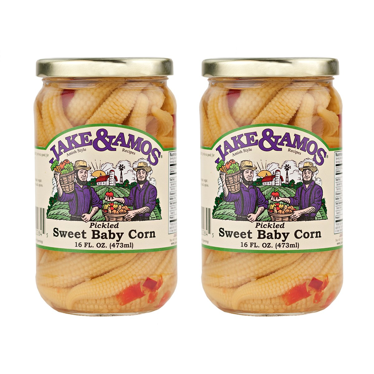 Jake & Amos Pickled Sweet Baby Corn - (2) 16 Ounce Jars