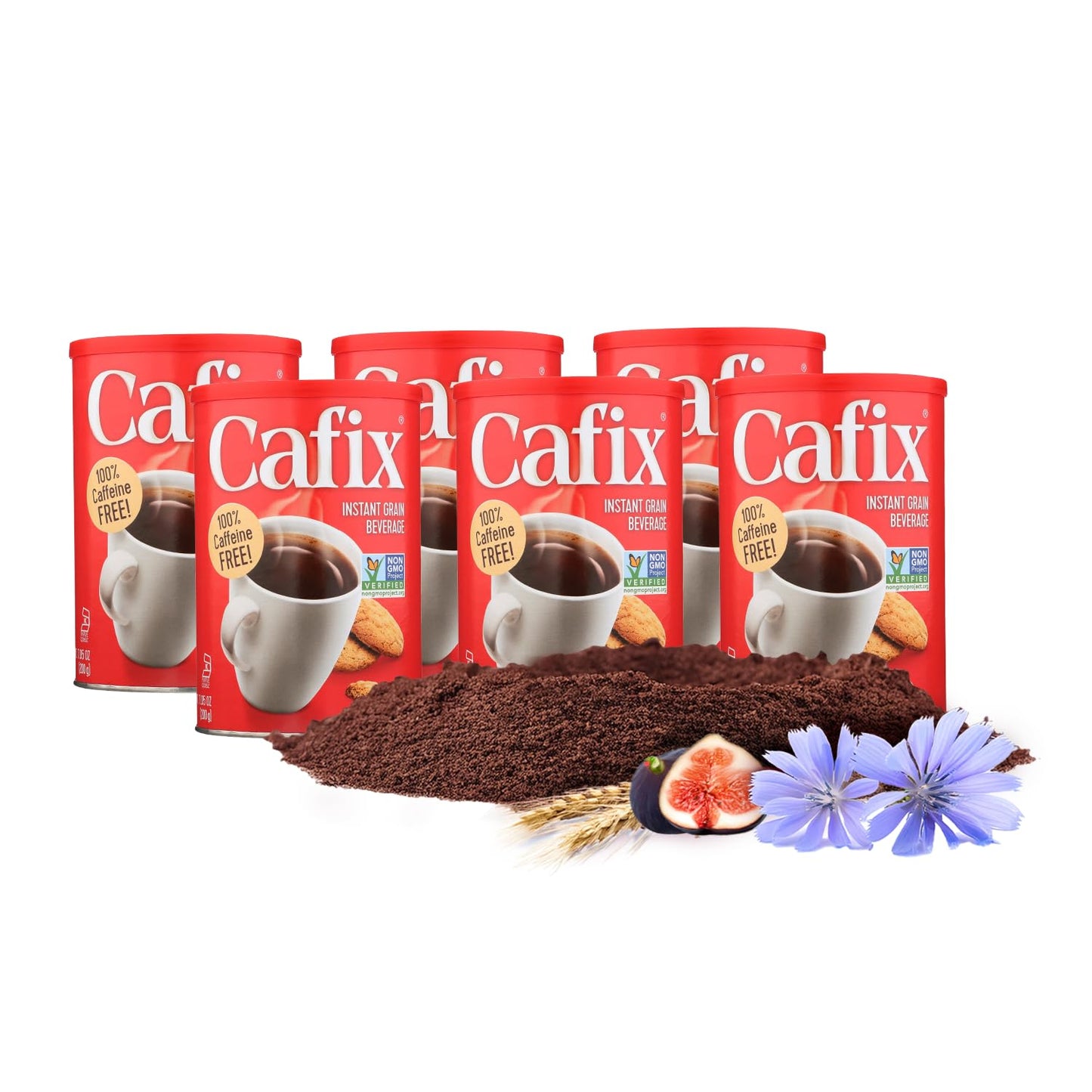 Cafix Caffeine-Free All-Natural Instant Coffee Substitute, 7.05-oz. Packages (Pack of 6)