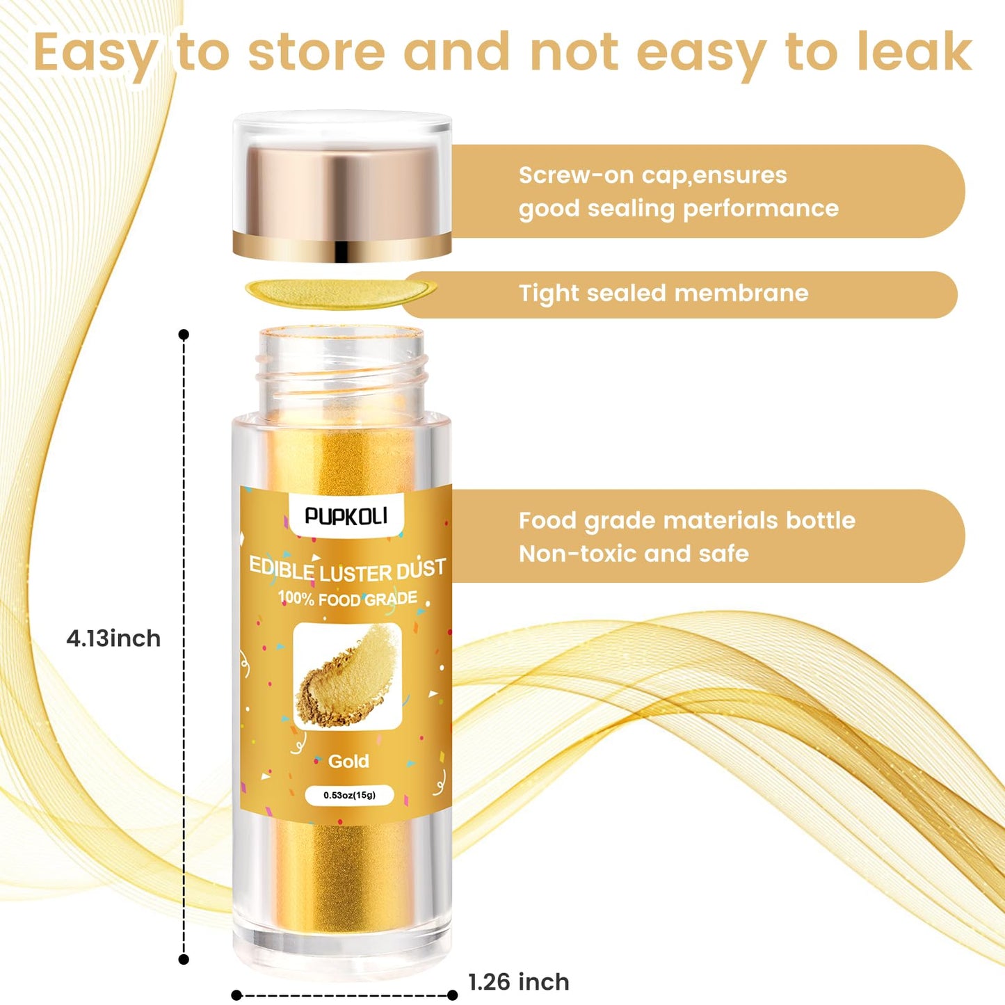 Gold Edible Glitter For Cocktails, 15G Food-Grade Gold Luster Dust Edible Shimmer Powder For Drinks,Cakes,Baking,Party Decoration ?