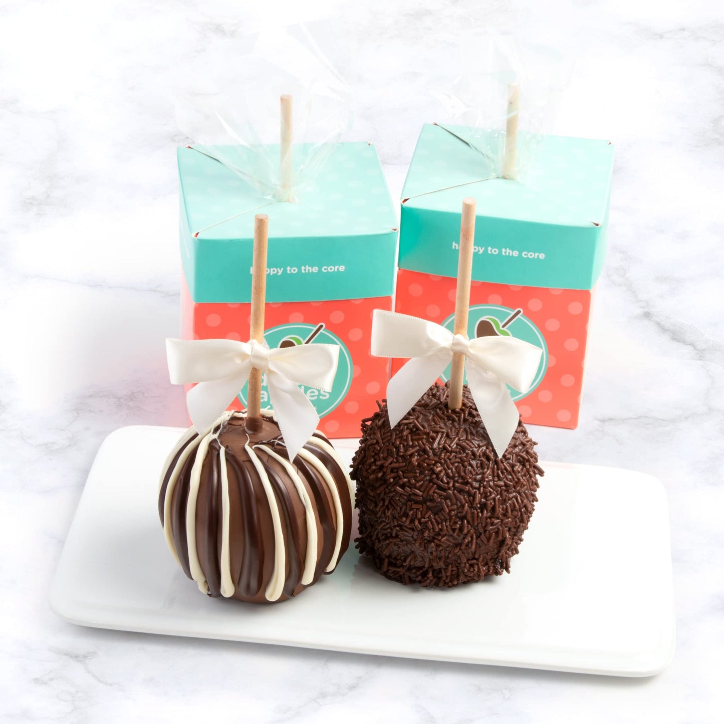 A Gift Inside Milk and Dark Chocolate Covered Caramel Apples Pair
