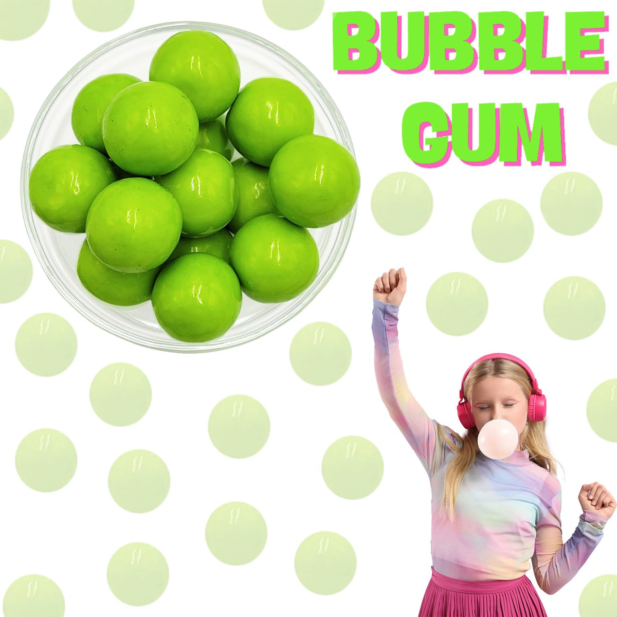 Fruidles Gum Balls, Fruit Flavored Candy Buffet  , 8 Ounce, Green Apple, Kosher Certified