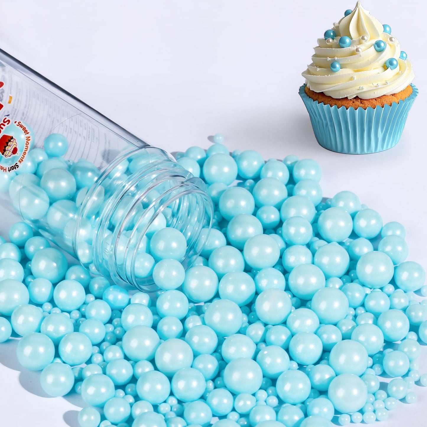 Sugarzy Edible Pearl Sprinkles, Blue Pearl, 130g Baking Decorations, Cupcake Toppers, Cookie and Ice Cream Toppings