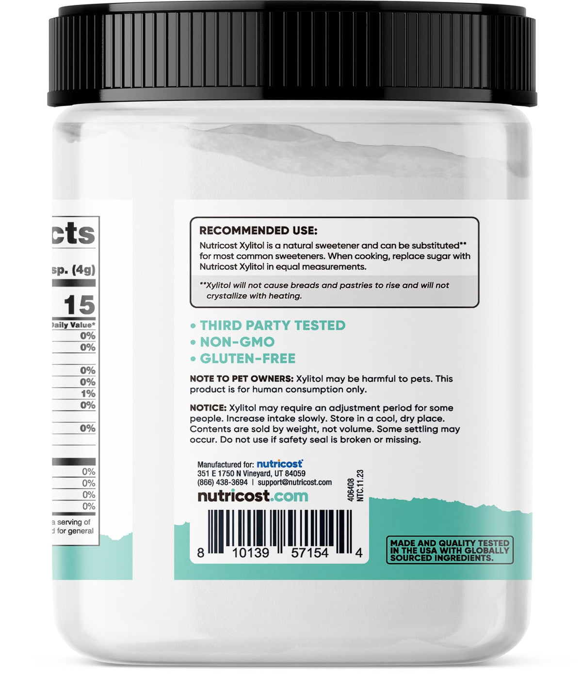 Nutricost Pure Xylitol Granulated Powder 2.5 Pounds - Granulated Crystals