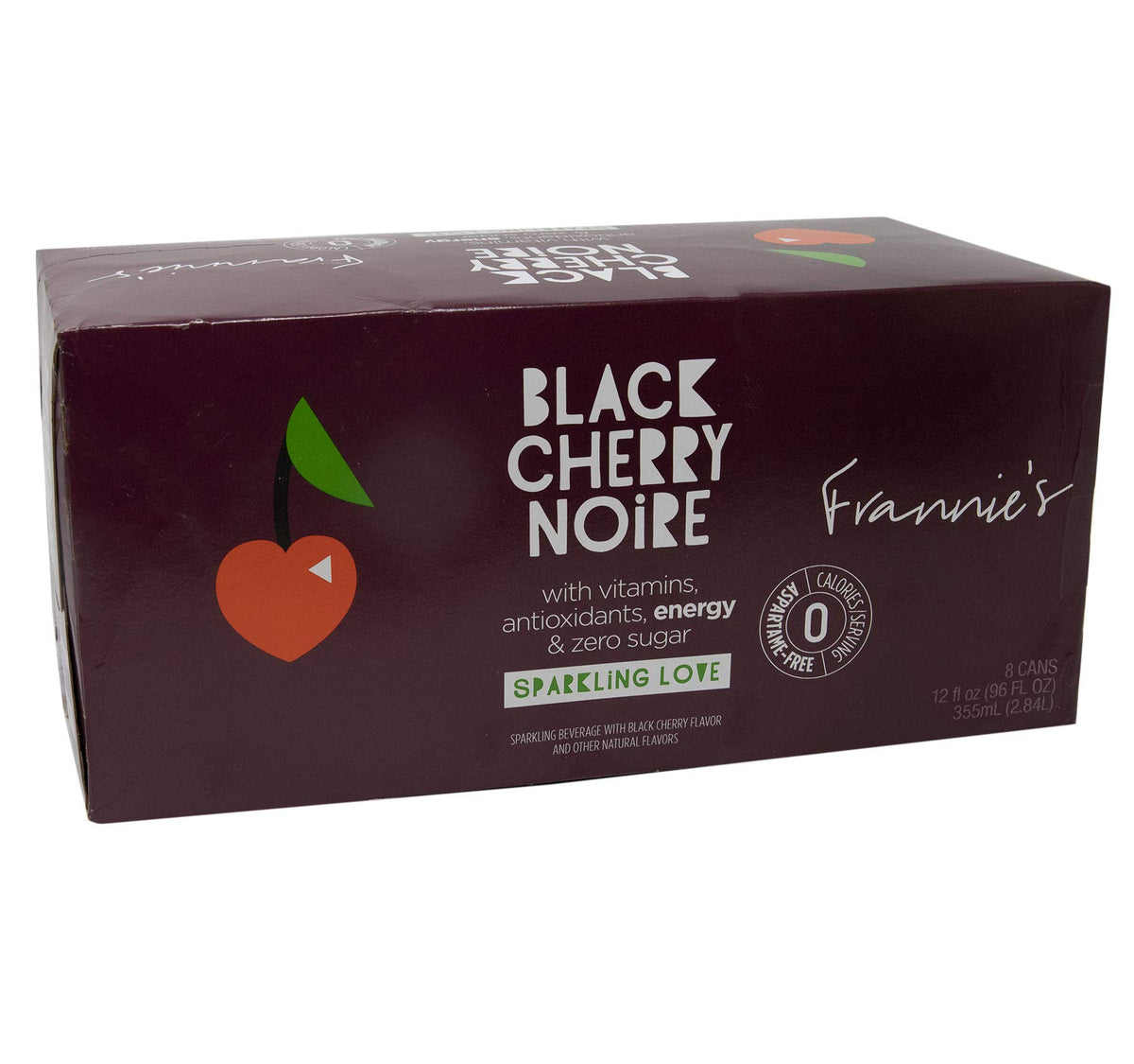 Frannie'S Sparkling Beverage- Zero Calories & Sugar, Aspertame Free: 8-Pack 12 Fl. Oz. Cans (Black Cherry Noir)