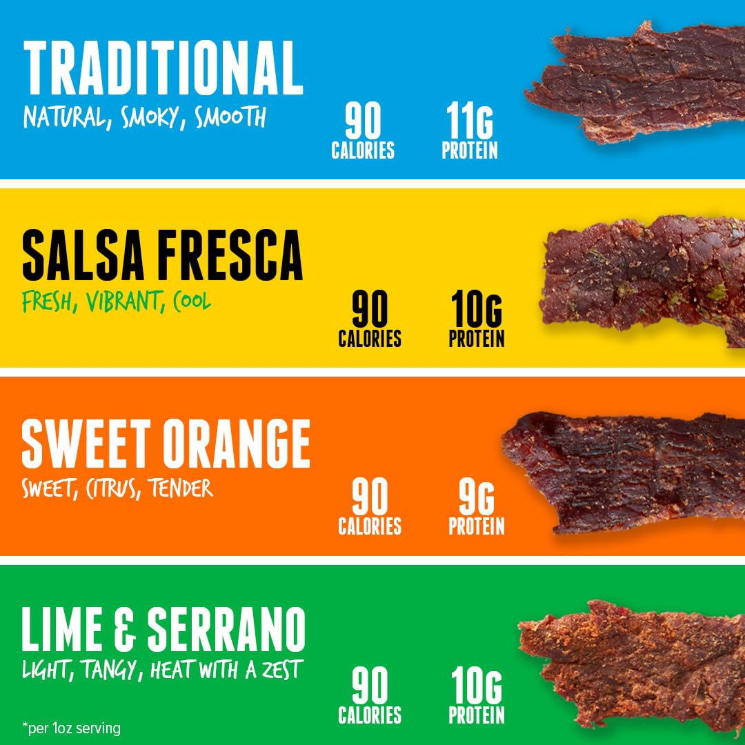 Baja Beef Jerky Snack Pack - Jerky Variety Pack, Beef Jerky Gifts For Men, Beef Jerky Sampler, Craft Jerky, Beef Jerky Assortmen