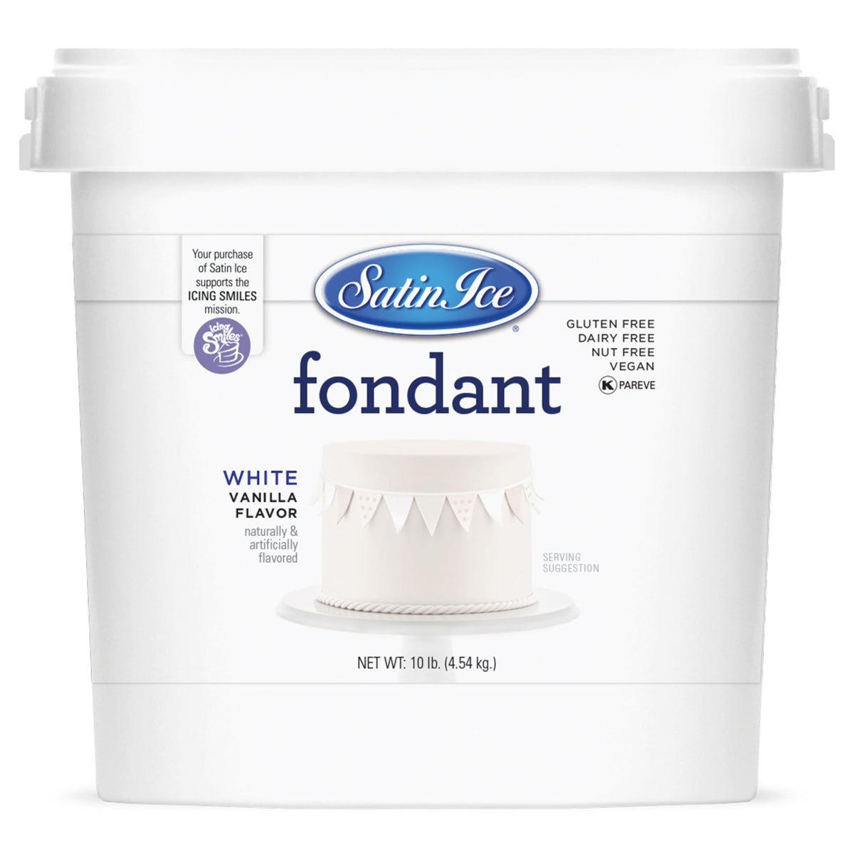 Satin Ice White Fondant, Vanilla Flavor, 10 Pound Pack, Ideal for Baking and Decorating