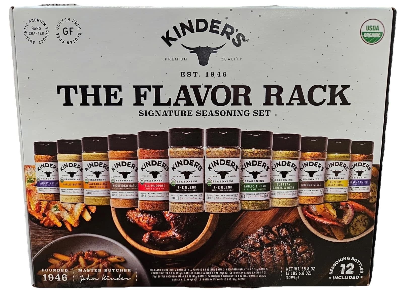 Kinders Organic The Flavor Rack Seasoning Set, 12-count, 38.8 oz, 12 Flavored Blends