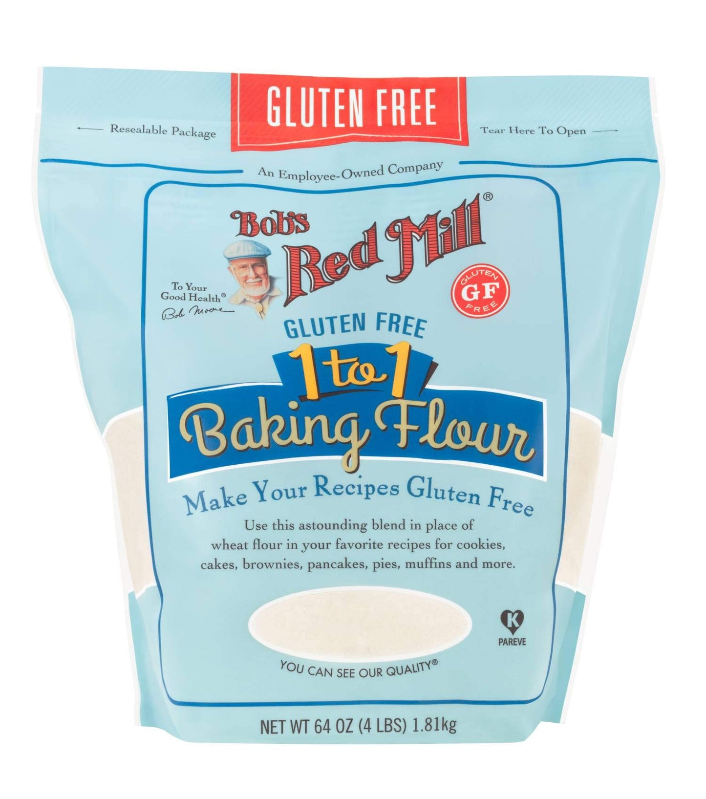 Bob'S Red Mill Gluten Free 1 To 1 Baking Flour, 64Oz (Pack Of 1) - Non Gmo, Vegan, Kosher