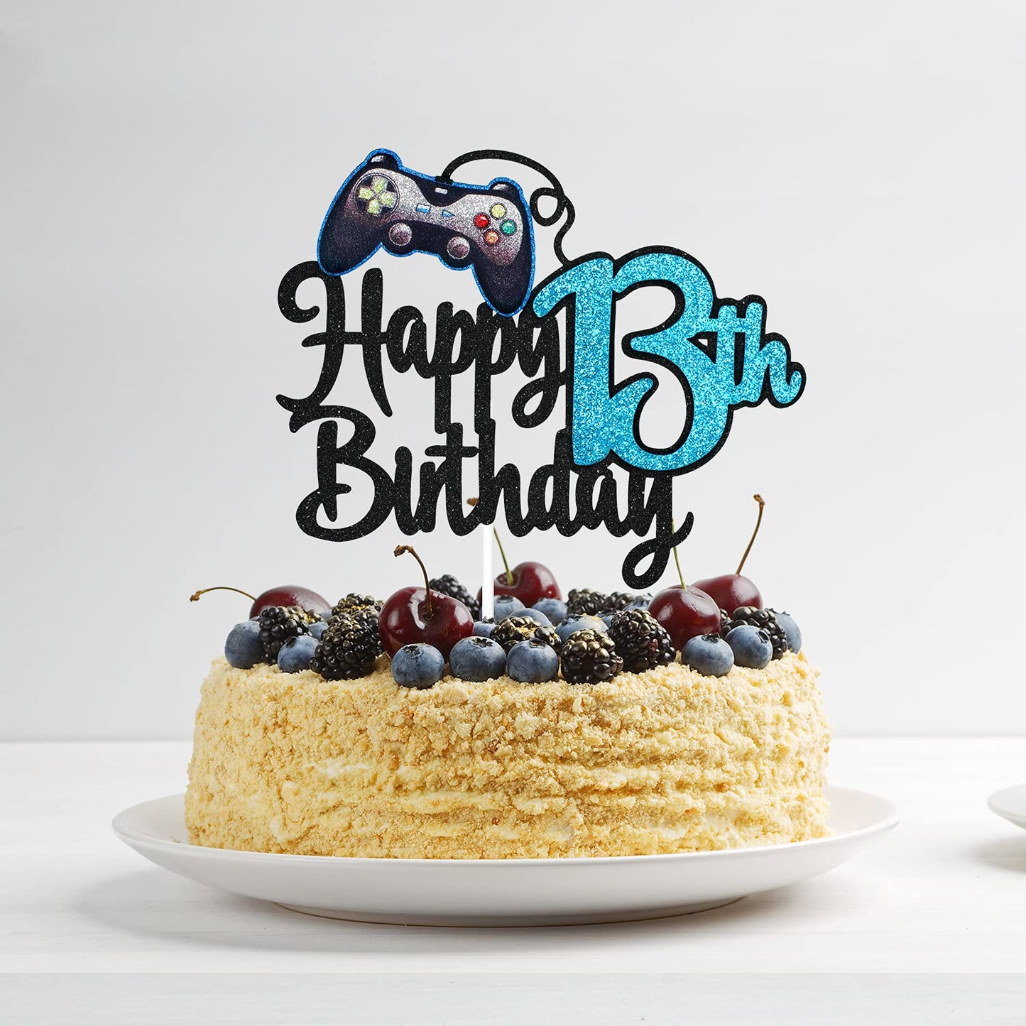 Video Game Happy 13Th Birthday Cake Topper - Video Game Boy'S 13Th Birthday Party Blue Cake Supplies - Game On Level Up Winner P