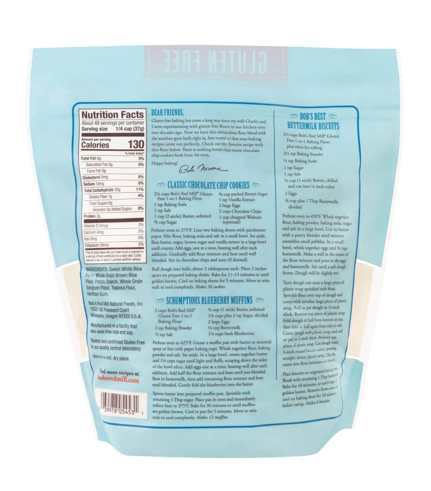 Bob'S Red Mill Gluten Free 1 To 1 Baking Flour, 64Oz (Pack Of 1) - Non Gmo, Vegan, Kosher