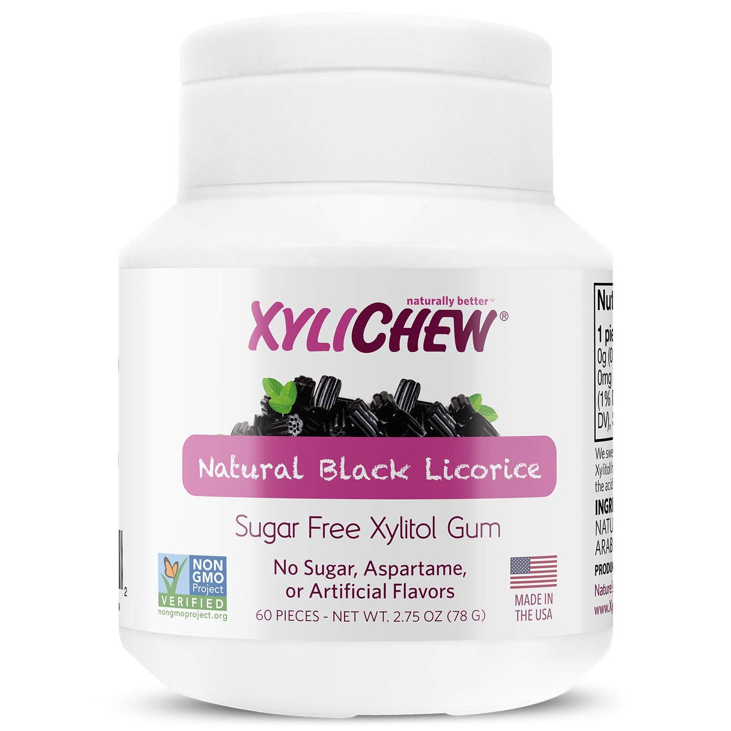 Xylichew Chewing Gum - Non-GMO, Sugar-Free, Licorice Flavor - 60 Count (Pack of 4)
