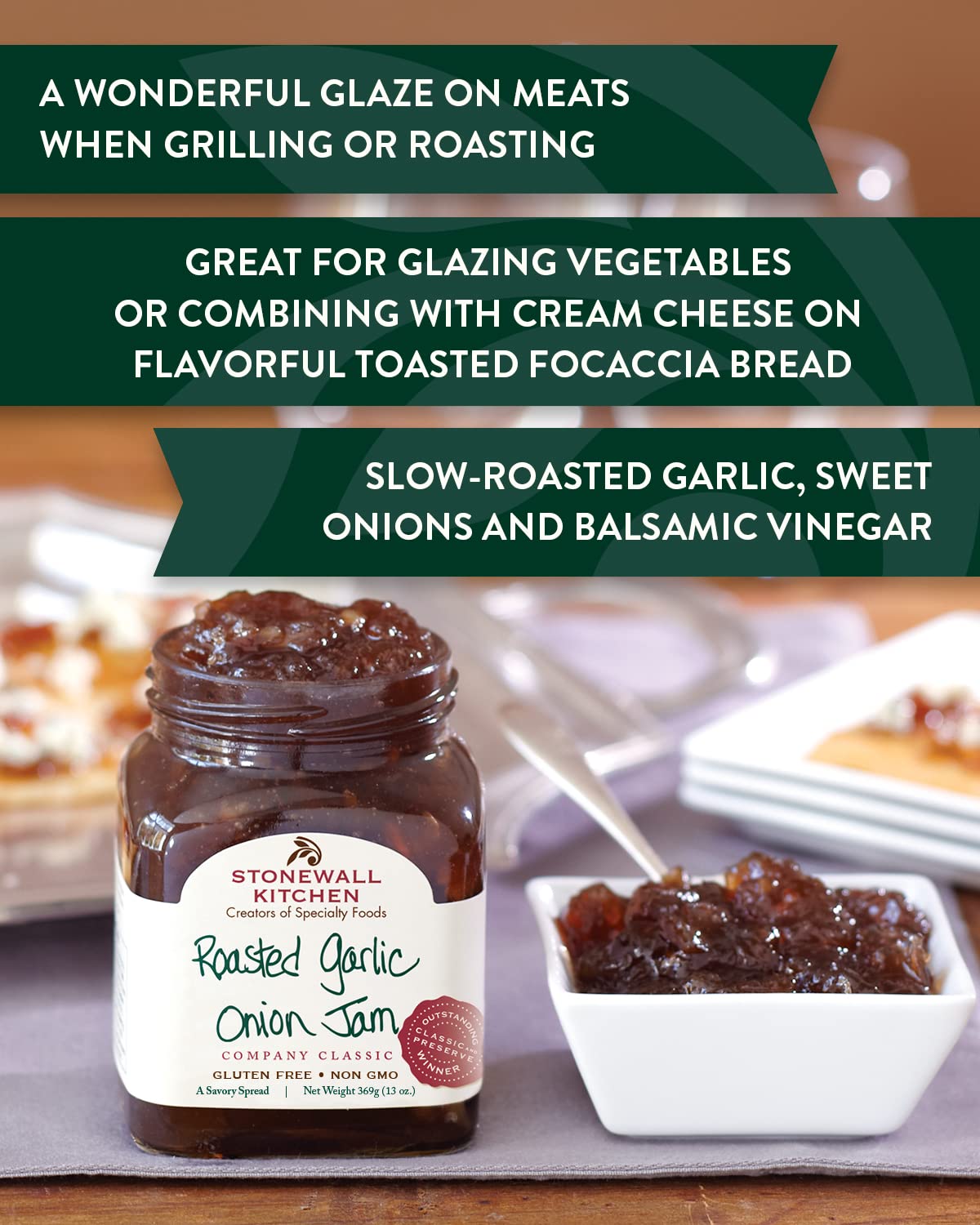 Stonewall Kitchen Roasted Garlic Onion Jam, 13 Ounces