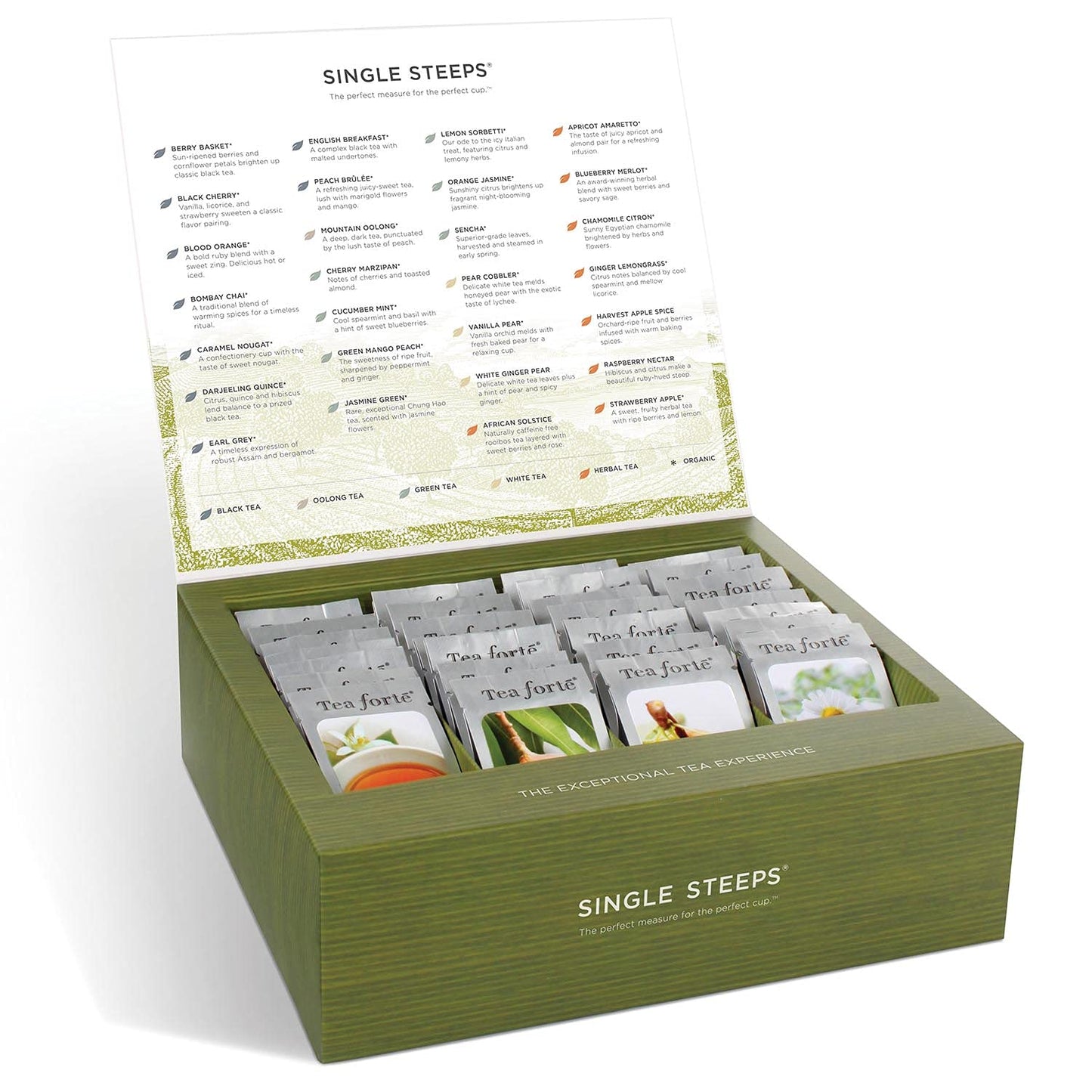 Tea Forte Classic Assortment Loose Leaf Tea Gift Set, 28 Count Single Serve Pouches, Assorted Blends