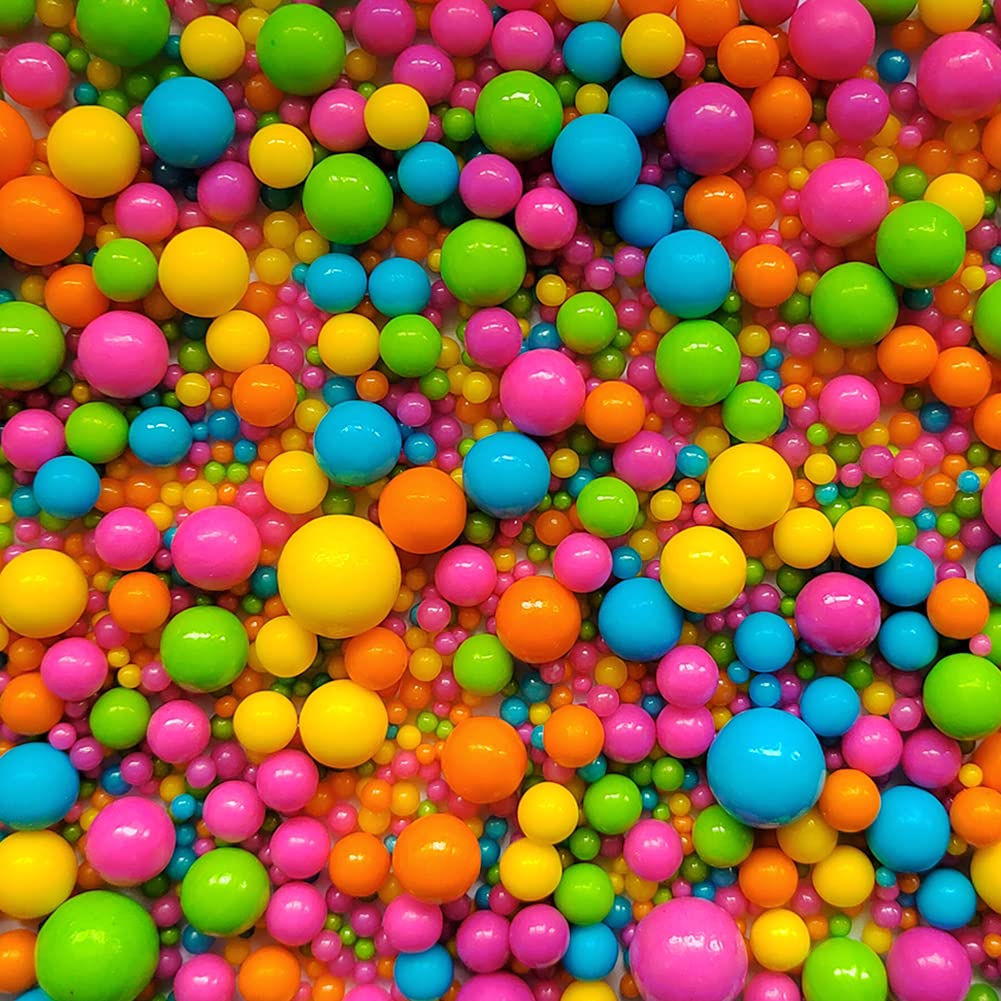 Edible Rainbow Sugar Pearls Candy Sprinkles 120G/ 4.23Ounce Baking Cake Sprinkles Cupcake and Cake Topper Cookie Decorations Wed