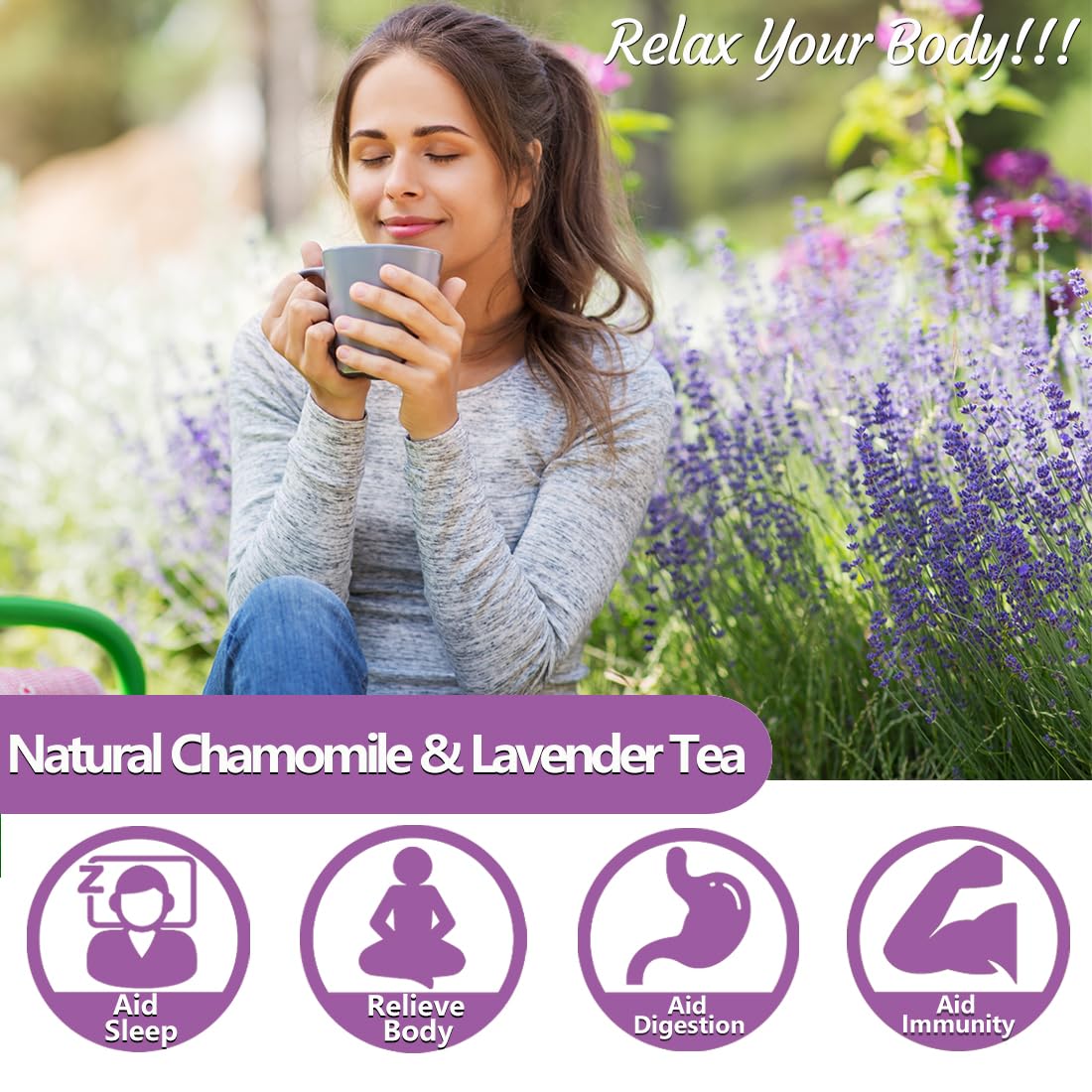 ULTHMOK Chamomile & Lavender Tea Bags, 135 Count, Caffeine Free, 100% Natural