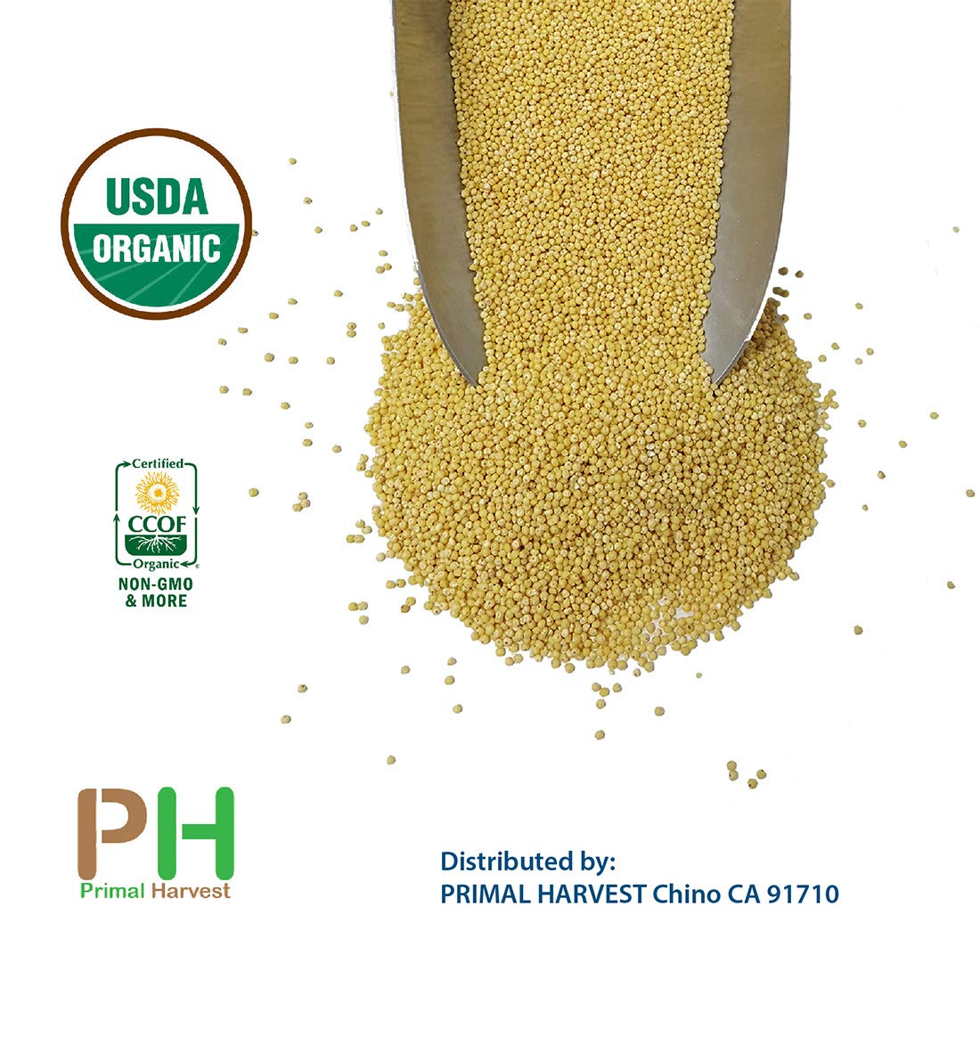 PRIMAL HARVEST Organic Millet Seeds, Non-GMO, Gluten-Free, 5 Pound Bulk