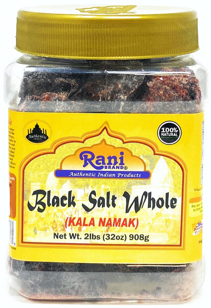 Rani Black Salt Raw Whole (Kala Namak) Mineral 32oz (2lbs) 908g PET Jar ~ Unrefined, Pure and Natural | Vegan | Gluten Friendly 