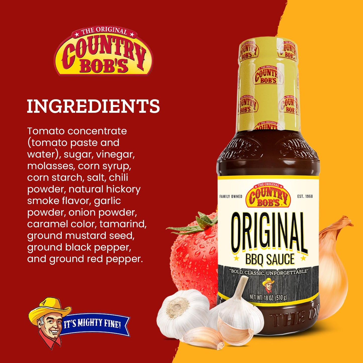 Country Bobs Barbecue Sauce - Smoky, Sweet & Bold - 18 oz Pack of 2